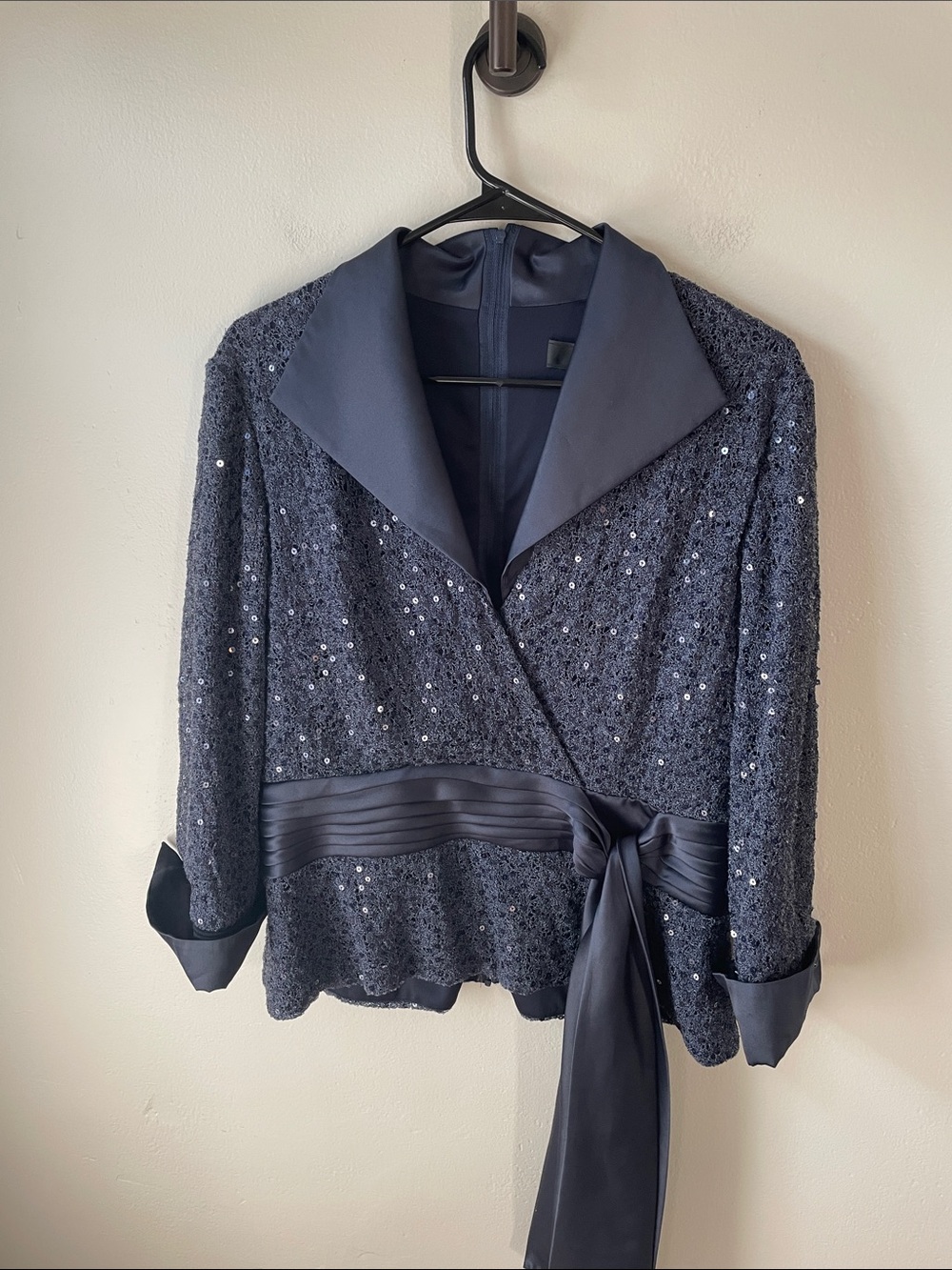 Tadashi Soji sequined wrap evening blouse